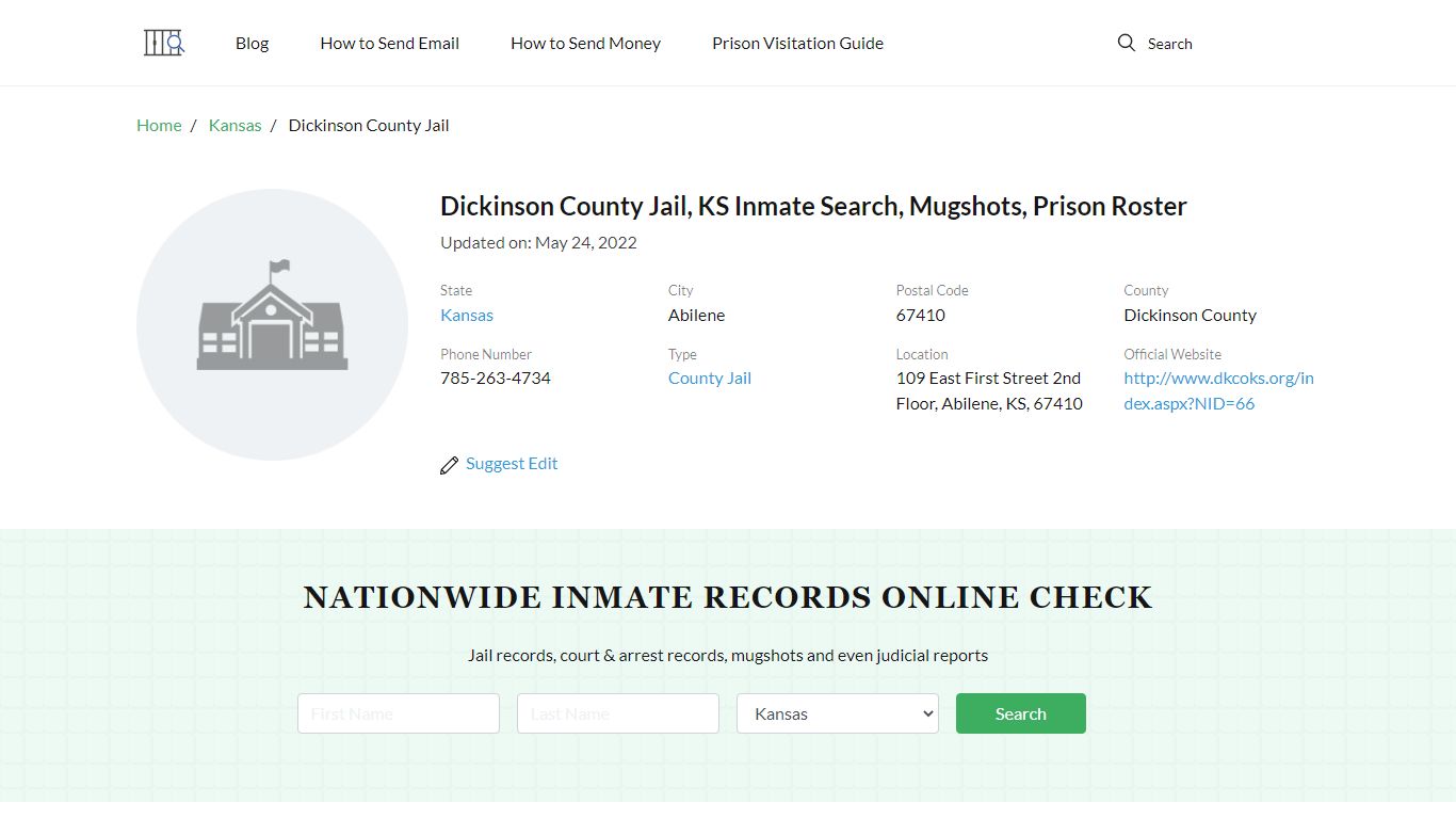 Dickinson County Jail, KS Inmate Search, Mugshots, Prison ...